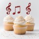 12 Glitter Music Cupcake Picks