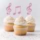 12 Glitter Music Cupcake Picks