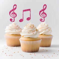 12 Glitter Music Cupcake Picks