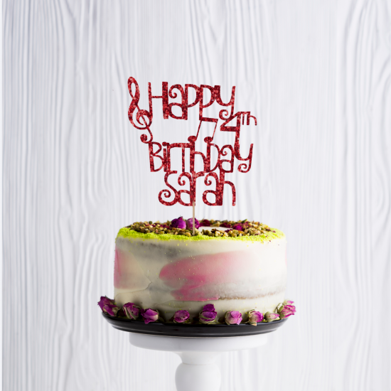 Personalised Musical Notes Happy Birthday Cake Topper