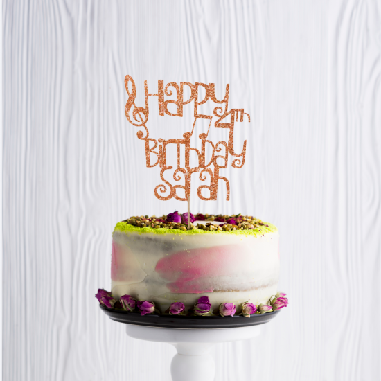 Personalised Musical Notes Happy Birthday Cake Topper