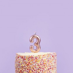 Rose Gold Number 3 Candle Rose Gold Number 3 Candle