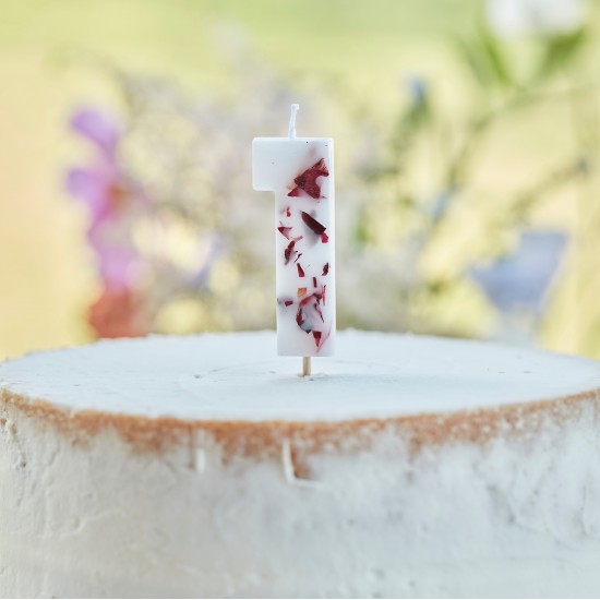 Pressed Petal Number 1 Birthday Cake Candle