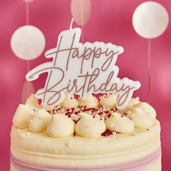 Rose Gold Happy Birthday Candle