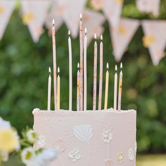 12 Tall Floral Birthday Candles