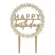 Wooden Happy Birthday Cake Topper with Daisies