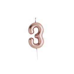 Rose Gold Number 3 Candle Rose Gold Number 3 Candle