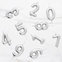 Silver Number Birthday Candles  Silver Number Birthday Candles