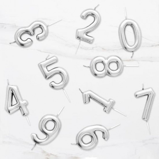 Silver Number Birthday Candles