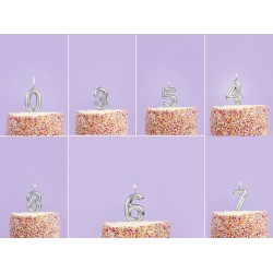Silver Number Birthday Candles  Silver Number Birthday Candles