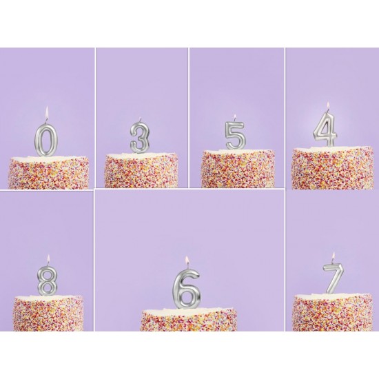 Silver Number Birthday Candles