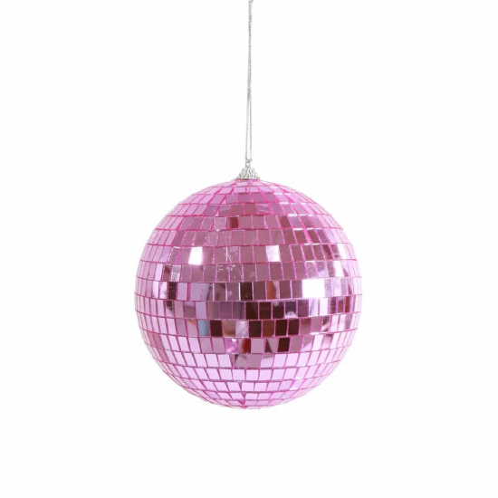 Pink Disco Ball Hanging Decoration 15 cm