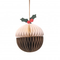 Christmas Pudding Honeycomb Paper Hanging Decoration