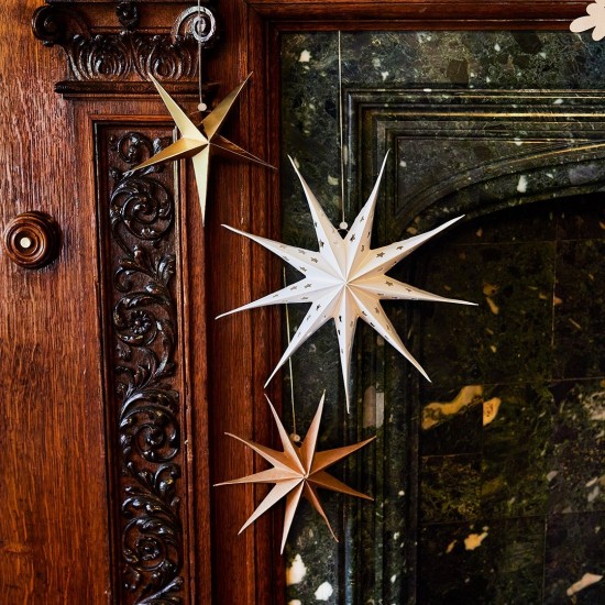 White, Gold and Kraft Hanging Star Set