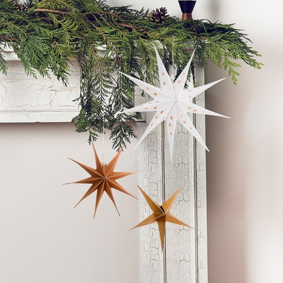 White, Gold and Kraft Hanging Star Set