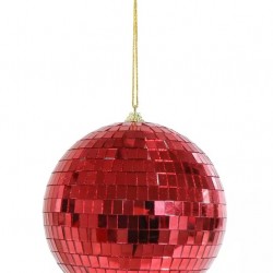 Red Disco Ball Hanging Decoration 15 cm