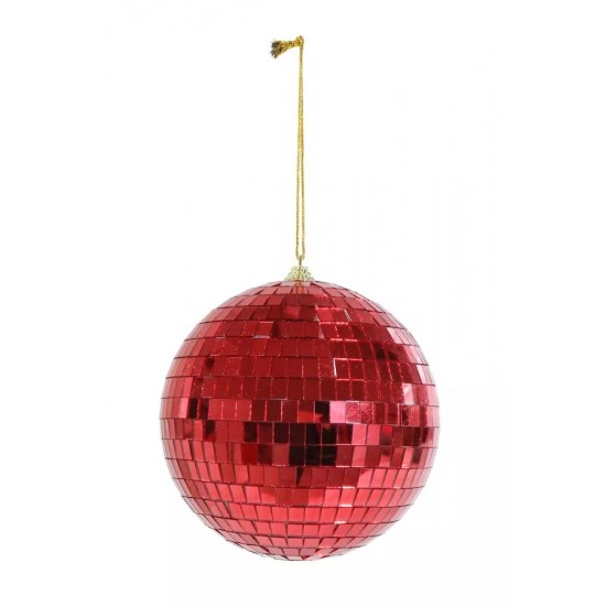 Red Disco Ball Hanging Decoration 15 cm