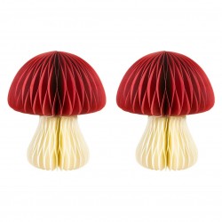 2 Honeycomb Mushrooms Paper Standing Decorations 2 Honeycomb Mushrooms Paper Standing Decorations