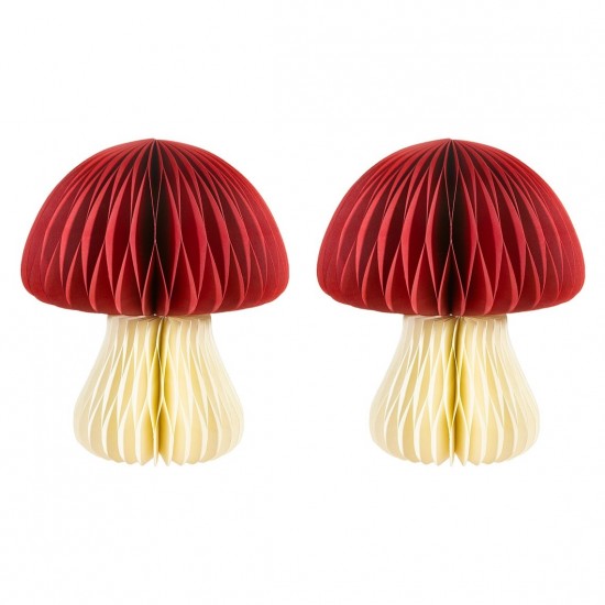 2 Honeycomb Mushrooms Paper Standing Decorations
