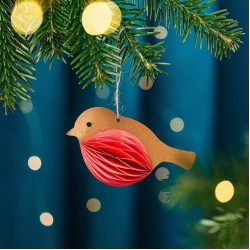 Honeycomb Robin Christmas Ornament