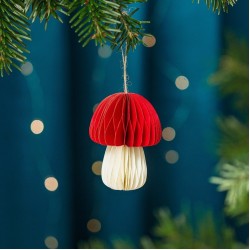 Deep Red Honeycomb Mushroom Paper Hanging Decoration