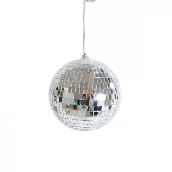 Silver Disco Ball Hanging Decoration 15 cm