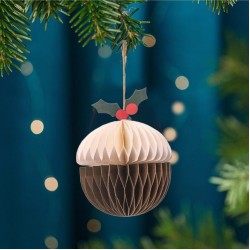 Christmas Pudding Honeycomb Paper Hanging Decoration