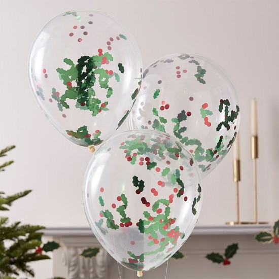 Holly And Berries Confetti Balloons