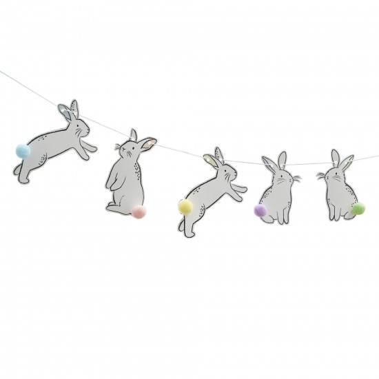 Easter Bunny Bunting with Pom-Pom Tails