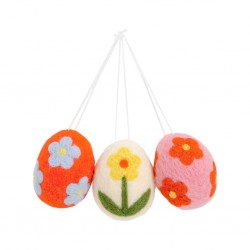 3 Truly Bunny Felt Egg Decorations