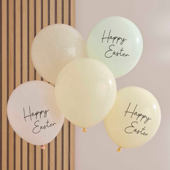 5 Happy Easter Pastel Balloons