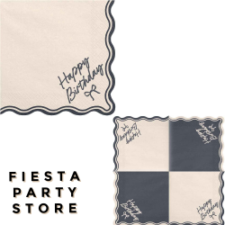 Chic Black and Cream Coquette Birthday Napkins