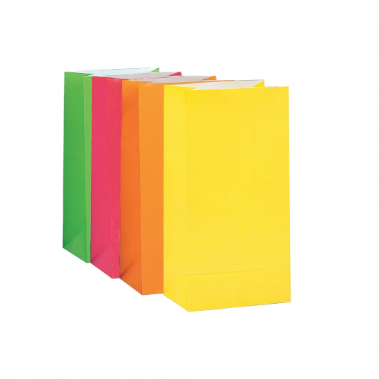 10 Assorted Neon Coloured Paper Party Bags