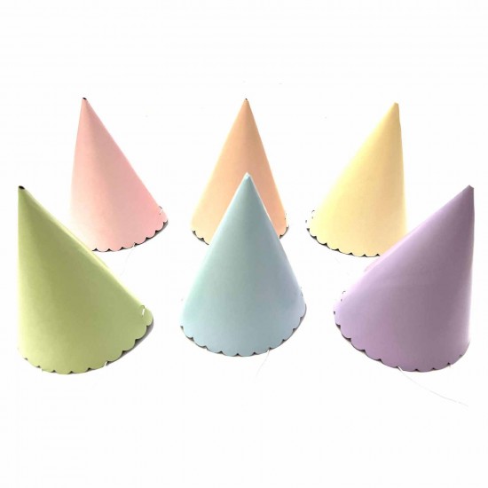 6 Pastel Mix Paper Hats