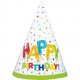 Rainbow Spots Birthday Party Hats, Pack of 8