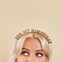 Gold 'Its my birthday' Metal Headband