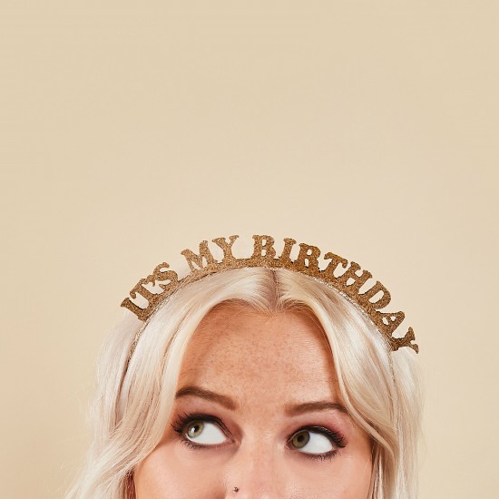 Gold 'Its my birthday' Metal Headband