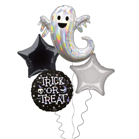 Holographic Ghost Halloween Balloon Bundle