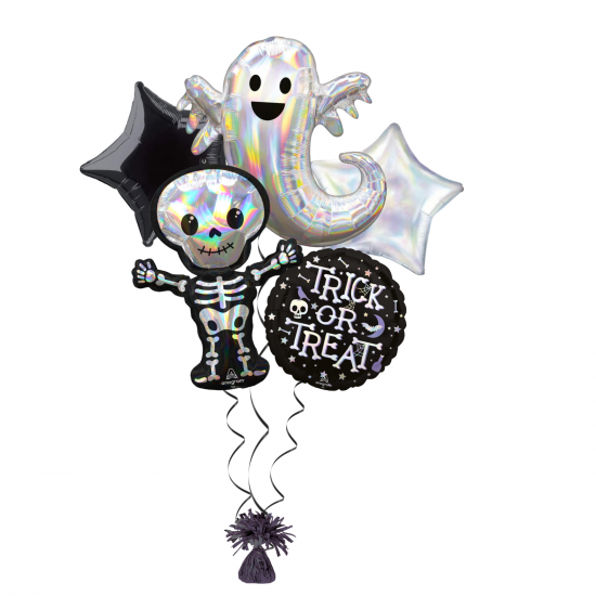 Holographic Skeleton and Ghost Halloween Balloon Bundle