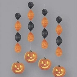 4 Halloween Pumpkins Hanging Decorations 4 Halloween Pumpkins Hanging Decorations