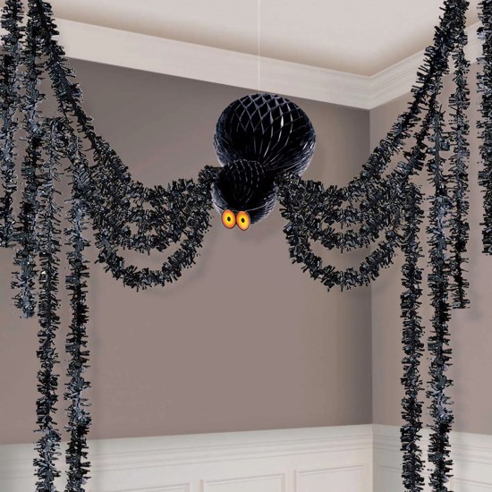 Halloween Honeycomb Hanging Spider Decoration