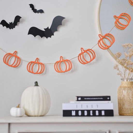 Orange Wooden Pumpkin Halloween Bunting