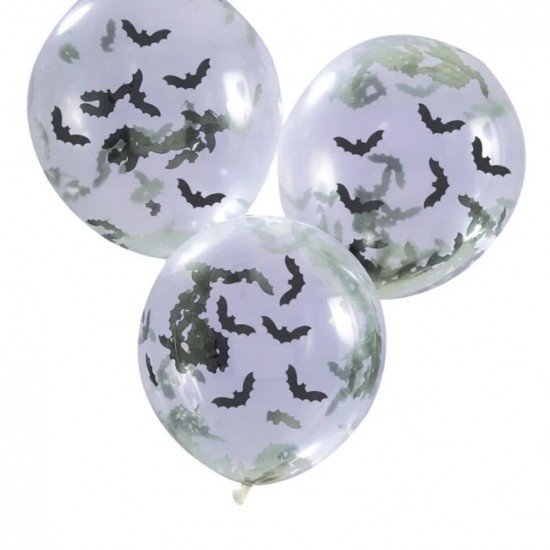 5 Halloween Bat Confetti Balloons