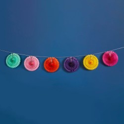 Bright Rainbow Coloured Paper Fan Garland 2 m Bright Rainbow Coloured Paper Fan Garland 2 m