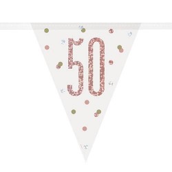 50th Birthday Rose Gold and Silver Holographic Happy Birthday Flag Banner 50th Birthday Rose Gold and Silver Holographic Happy Birthday Flag Banner