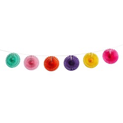 Bright Rainbow Coloured Paper Fan Garland 2 m