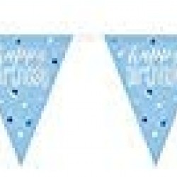 Blue and Silver Holographic Happy Birthday Flag Banner Blue and Silver Holographic Happy Birthday Flag Banner