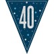 Glitz Blue & Silver 40th Birthday Bunting Banner