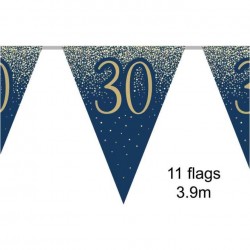 Glitz Blue & Gold 30th Birthday Bunting Banner Glitz Blue & Gold 30th Birthday Bunting Banner