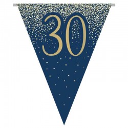 Glitz Blue & Gold 30th Birthday Bunting Banner Glitz Blue & Gold 30th Birthday Bunting Banner